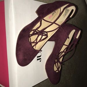 Just fab burgundy block heels